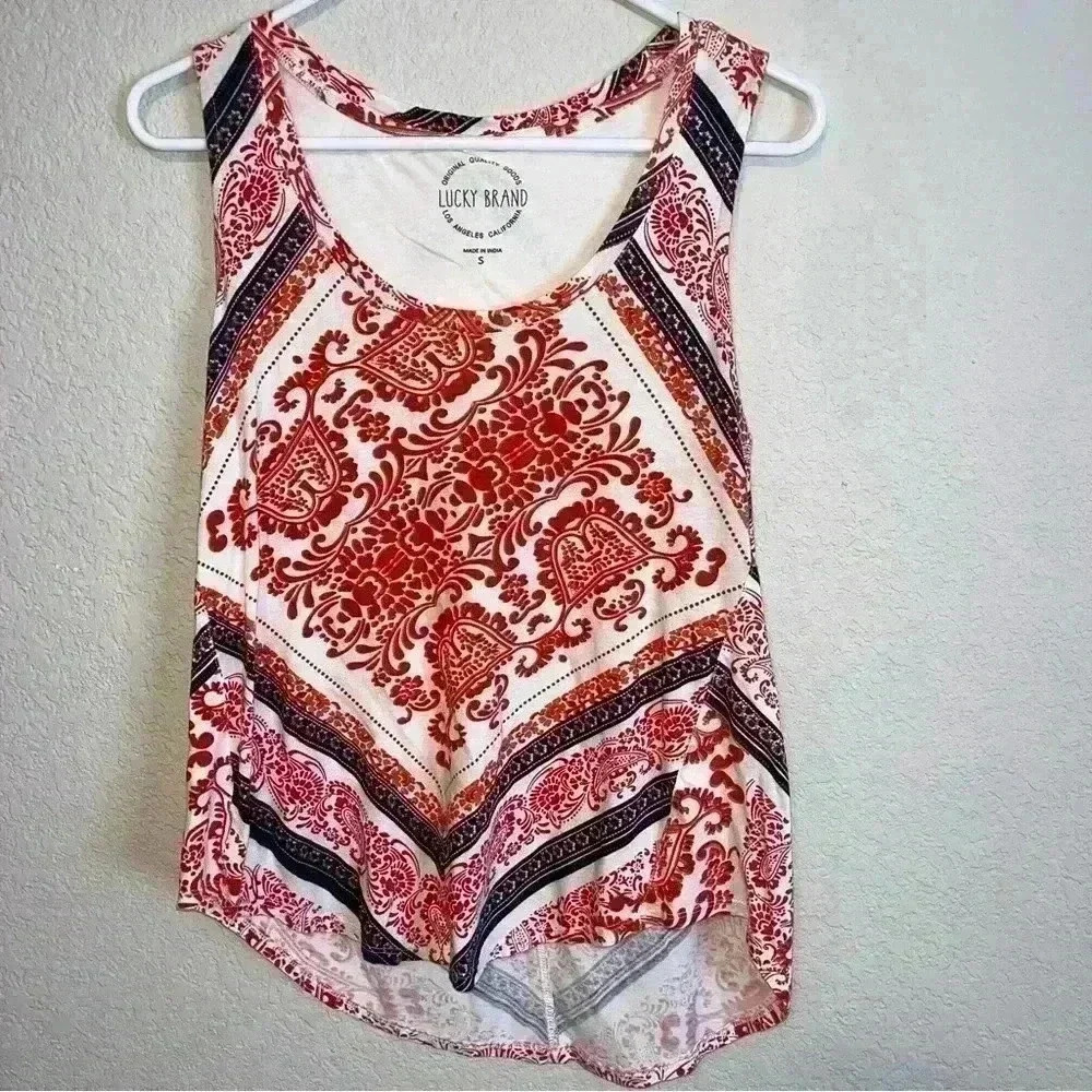 Lucky Brand tank top size small red, blue and off white- patriotic colors EUC
